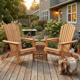 Wood Lounge Patio Chair for Garden Outdoor Wooden Folding Adirondack Chair Set of 2 Solid Wood Lounge Patio Chair for Garden, Lawn, Backyard,