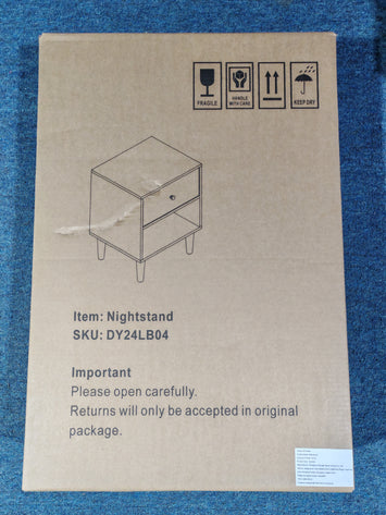 23.22''H Wooden Nightstand with One Drawer One Shelf for Kids, Adults, White
