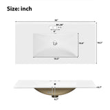 36" Bathroom Vanity with Ceramic Sink, Green, Solid Wood Frame, Soft Close Doors, Adjustable Shelves, 3 Drawers ,Including Double-Depth Drawer for Hairdryer Storage(Old sku:SV000003AAG-1)