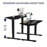 55"×24" Black Electric Standing Desk Height Adjustable Desk for Home and Office Computer Table Gaming Desk Modern Lift-up Desk
