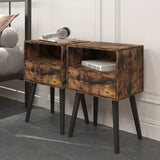 Two sets of Nightstand,modern style bedside table, With storage drawers and open wooden shelves, Suitable for living rooms, Bedrooms and small spaces. Decorative bedside tables in two sets, Easy to as