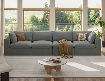 Modular Sectional Sofa Couch,135inch Oversized LoveSofa,L Shape Sofa, 4 Seater  Upholstered with Corduroy Fabric Couches with 2 Pillows