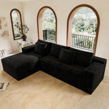 104.3*68.9"Modular sectional sofa seat,Upholstered compressed couch for living room,Bedroom,Apartment,No assembly required,2PC free combination,Plush corduroy fabric,BLACK