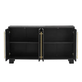 TREXM Sideboard Buffet Cabinet with Storage, Wood Sideboard with Adjustable Shelves and Gold Handles for Kitchen, Dining Room and Living Room (Black)