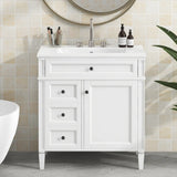 30'' Bathroom Vanity with Top Sink, Modern Bathroom Storage Cabinet with 2 Drawers and a Tip-out Drawer, Single Sink Bathroom Vanity