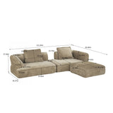 122" Modern L-Shaped Sectional Sofa with High-Density Fully Compressed Sponge and Chaise Lounge, 2-Piece Set, Fully Assembled Right Hand Facing, Deep Seating,  Perfect for Living Room, Lounge
