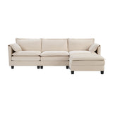 107-inch L-shaped sofa with cotton-linen velvet texture, corner sofa with storage function on the side, suitable for living room, and spacious space,3 seats can be extended