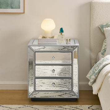 Three drawer cabinet with bead mirror finish