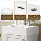 20.28'' White Modern Bathroom Vanity with Ceramic Sink, Solid Wood Frame, and Drawer – Ideal for Small Bathrooms.