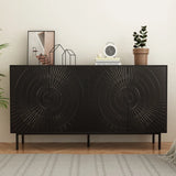 Modern Black Wood Sideboard Buffet Accent Bedroom Media Hallway Curio Kitchen Hutch Storage Cabinet Home Furniture For Dining Room,Living Room,Kitchen(BLACK)