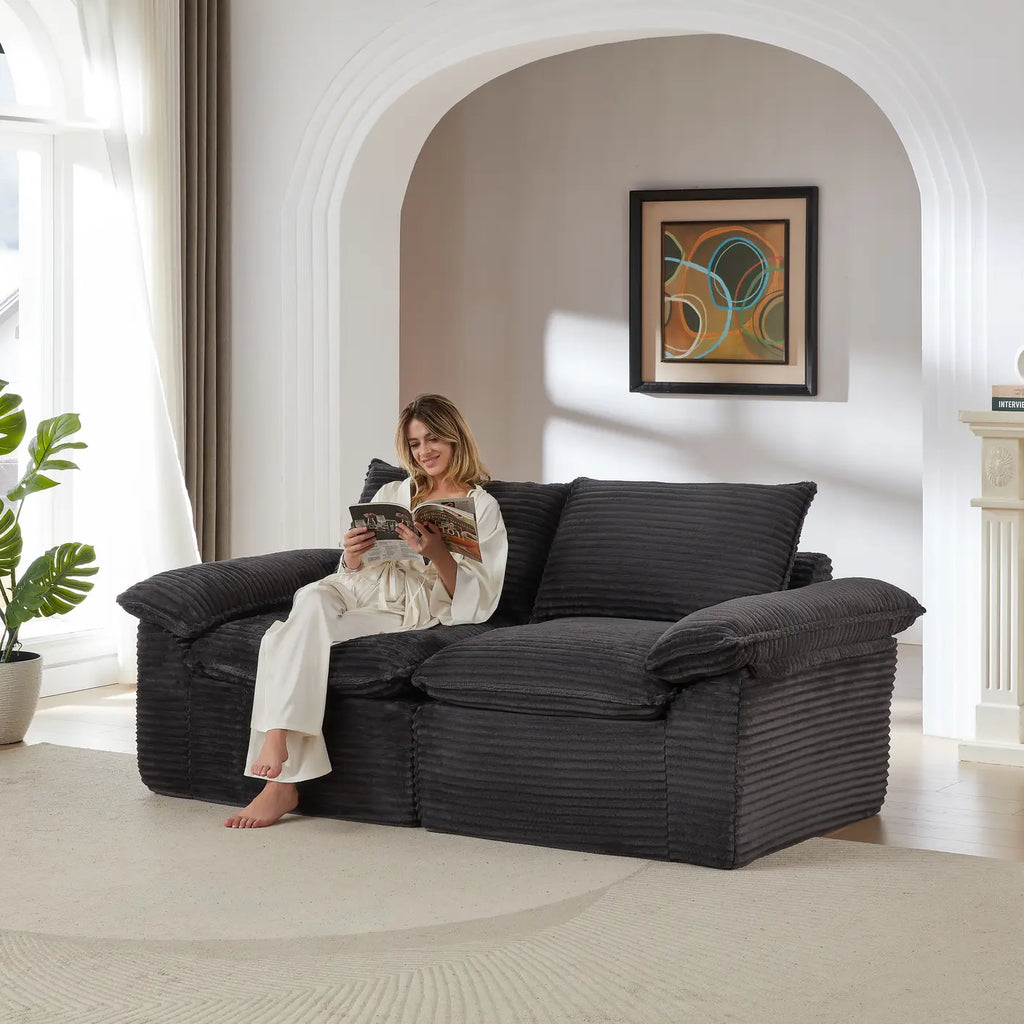 Modern corduroy cloud sofa, can be freely combined and has a comfortable sitting experience, suitable for modern living room furniture in homes, apartments, and offices