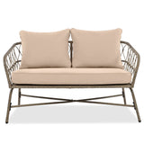GO Bohemia-inspired 4-Person Outdoor Seating Group With Removable Cushions, Conversation Patio Set With Wood Tabletop, Beige