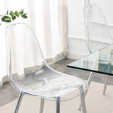 Modern minimalist transparent dining chair, plastic chair, armless crystal chair, Nordic creative makeup stool, negotiation chair, silver plated metal leg 6-piece set, TW-1200