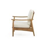 Club Chairs Laurent 500lbs Capacity Acacia Outdoor, Teak Finish Patio Furniture Sets with Thick Cushion, Appropriate for Garden Porch