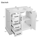 36" Modern Bathroom Vanity with Ceramic Sink, Soft-Close Door, Adjustable Shelf & 3 Drawers, Ample Storage, Elegant Design for Medium to Small Bathrooms