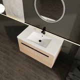 LEVISTAR Oak 36 Inch Bathroom Vanity with resin Countertop Sink,  2 Doors Bathroom Cabinet Set