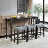 4-Piece Bar Table Set with Power Outlet, Dining Bar Table and Chairs Set,Bar Table Set with 3 Padded Stools for Living Room, Dining Room, Game Room, Brown