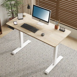 48"×24" Oak Color Electric Standing Desk Height Adjustable Desk for Home and Office Computer Table Gaming Desk Modern Lift-up Desk
