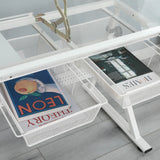 WHITE adjustable tempered glass drafting printing table with chair