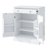 [Assembly Video Provided] TOPMAX Modern Freestanding Kitchen Pantry,Buffet Food Storage, Coffee Bar Cabinet with Drawer, 2 Adjustable Shelves and 2 Door Shelves for Dining, Kitchen, White
