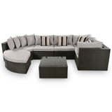 GO 7-piece Outdoor Wicker Sofa Set, Rattan Sofa Lounger, With  Colorful Pillows, Conversation Sofa, For Patio, Garden, Deck, Brown Wicker