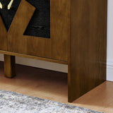 60" Mid Century Modern Sideboard Buffet Cabinet with Storage, TV Media Console, Storage Cabinet with Geometric Pattern & Adjustable Shelves for Kitchen Dining Living Room Entryway Hallway, Walnut