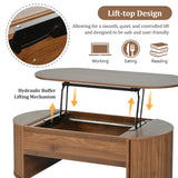 U-Can 47.2''Lift Top Coffee Table with Hidden Compartment, Partially Assembled Wooden Center Table, Modern Oval Lift Tabletop for Home Living Room(OLD SKU: N724P228921D)