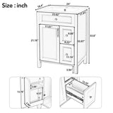 24-Inch Bathroom Vanity with Ceramic Sink, 1 Soft Close Door, 2 Soft Close Drawers, and Double Storage Racks on the Door