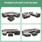 GO 7-piece Outdoor Wicker Sofa Set, Rattan Sofa Lounger, With  Colorful Pillows, Conversation Sofa, For Patio, Garden, Deck, Brown Wicker