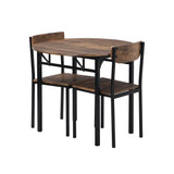 TOPMAX Modern 3-Piece Round Dining Table Set with Drop Leaf and 2 Chairs for Small Places,Black Frame+Rustic Brown Finish
