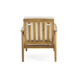 Club Chairs Laurent 500lbs Capacity Acacia Outdoor, Teak Finish Patio Furniture Sets with Thick Cushion, Appropriate for Garden Porch