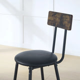 Round bar table and stool set with shelf, upholstered stool with backrest, Rustic Brown, 24.17"W x 24.17"D x 36.02"H
