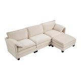 107-inch L-shaped sofa with cotton-linen velvet texture, corner sofa with storage function on the side, suitable for living room, and spacious space,3 seats can be extended