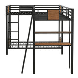 L-Shaped Twin over Twin Bunk Bed with Twin Size Loft Bed with Desk and Shelf ,Brown