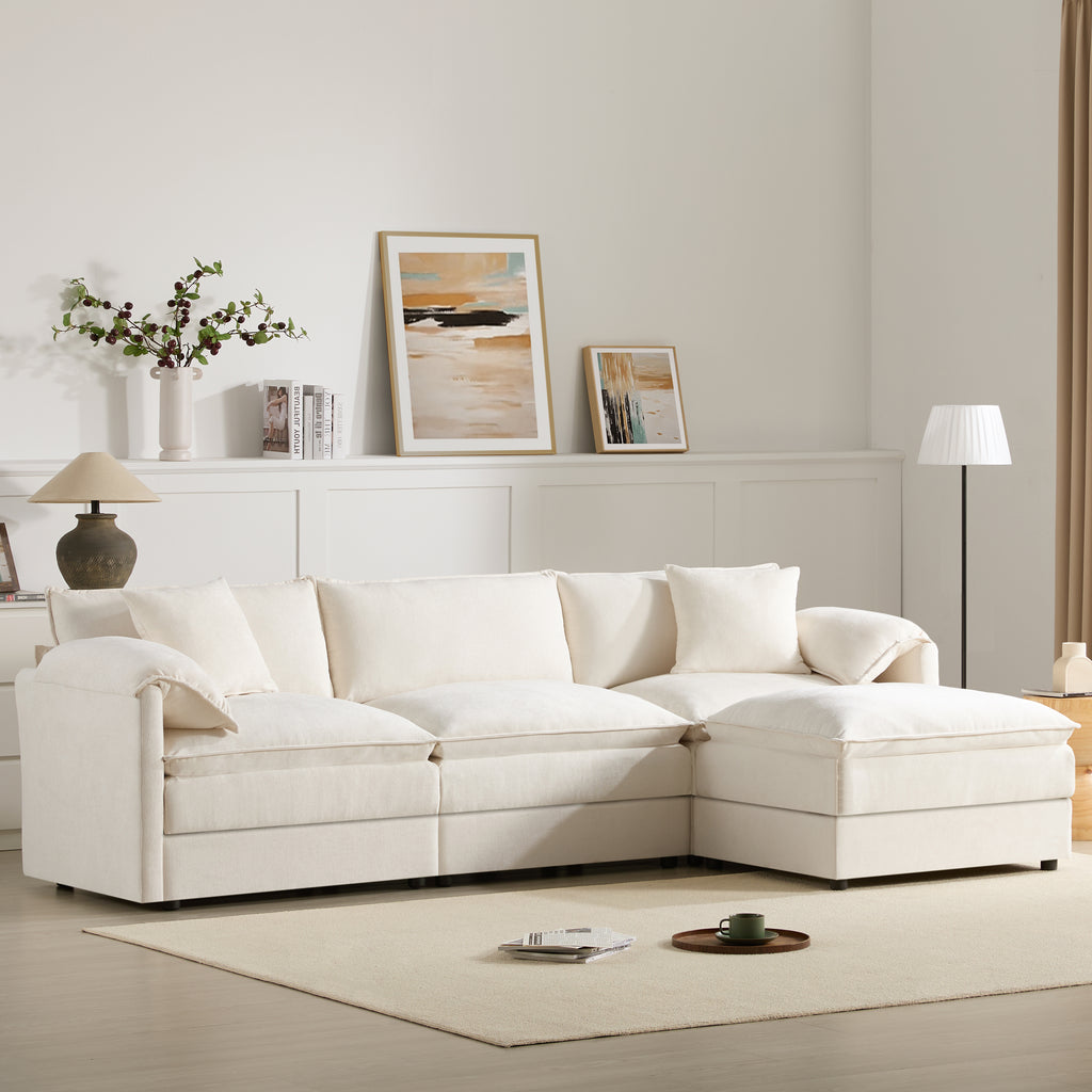 [VIDEO]103" Chenille Modular Sectional Sofa with Deep and Wide Seat,L Shaped Cloud Couch Set with Double Cushions,4 Seat Sofa with Movable Ottoman,Oversized Indoor Furniture for Living Room&Apartment
