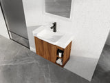 28'' Wall-Mounted Bathroom Vanity with White Ceramic Sink & Soft-Close Door, KD-Packing