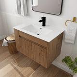 30 Inch Bathroom Vanity With White Ceramic Basin and Adjust Open Shelf(KD-PACKING)