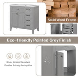 36" Bathroom Vanity with Sink Combo, Gray Bathroom Cabinet with Drawers, Solid Frame and MDF Board (Old Sku:JL000007AAE-6)