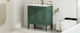 30" Bathroom Vanity with Sink, Two Doors with Shelf, Soft Close Door Hinges, Vintage Style, Green