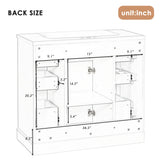 36" Bathroom Vanity without Sink, Cabinet Base Only, One Cabinet and Six Drawers, White