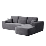 104" Cloud Sectional Sofa with L-Shape Chaise and Side Pockets , Modern Modular Design, Deep Seating, Upholstered Couch for Living Room/Bedroom, No Assembly Required (Plush Fabric), Grey,Right