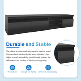 Unique Design TV Stand with 2 Glass Shelves, Ample Storage Space Media Console for TVs Up to 105", Versatile TV Cabinet with LED Color Changing Lights for Living Room, Black (OLD SKU: WF314584AAB)