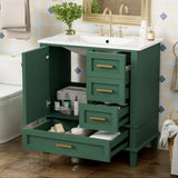 30" Bathroom Vanity , Modern Bathroom Cabinet with Sink Combo Set, Bathroom Storage Cabinet with a Soft Closing Door and 3 Drawers, Solid Wood Frame(Black)
