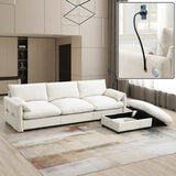 [VIDEO]96.5'' L-Shaped Sectional Sofa with Storage Ottoman and Pockets, Adjustable Phone Holder, USB Charger, Elephant Ear-Shaped Armrests, Comfy Seat for Living Room&Apartment, Chenille, 3 Colors