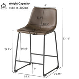 Vintage Style Brown 24-Inch Counter Stool (Set of 2)