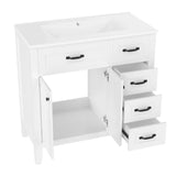 36" Bathroom Vanity with Sink Combo, White Bathroom Cabinet with Drawers, Solid Frame and MDF Board (Old Sku:JL000007AAK-6)