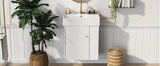 [Video]21.6inch Modern Floating Bathroom Vanity with Ceramic Basin - Perfect for Small Bathrooms, Right side storage