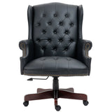 Executive Office Chair Comfortable Desk Chair - Ergonomic Design - Thick Padded Seat and Backrest - PU Leather Desk Chair with Smooth Glide Caster Wheels, 1 Pack Black