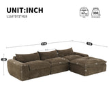 [VIDEO]116'' Fully Compressed Sofa with High Density Foam, Integrated Backrest&Seat Cushion, Decorative Edging, Legless Design without Frame, No Assembly Required, Free Combination, Particle Chenille