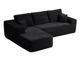 104" Cloud Sectional Sofa with L-Shape Chaise and Side Pockets , Modern Modular Design, Deep Seating, Upholstered Couch for Living Room/Bedroom, No Assembly Required (Plush Fabric), Black, Left-facing